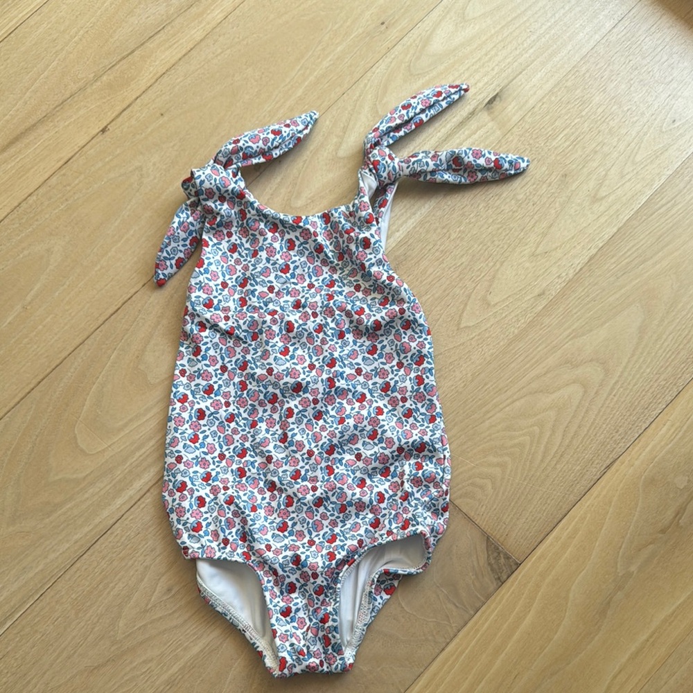 Floral Print Swimsuit with Bow Straps